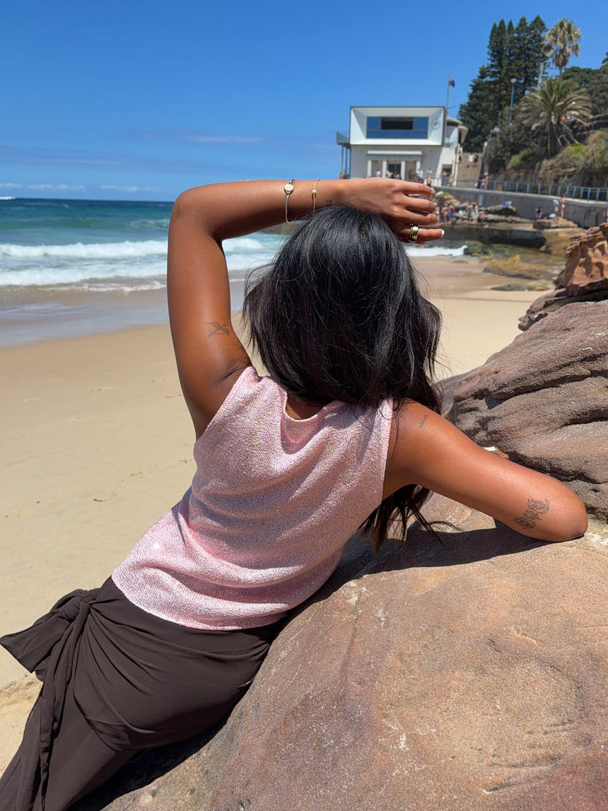 Silja top i glitter - Lyserød