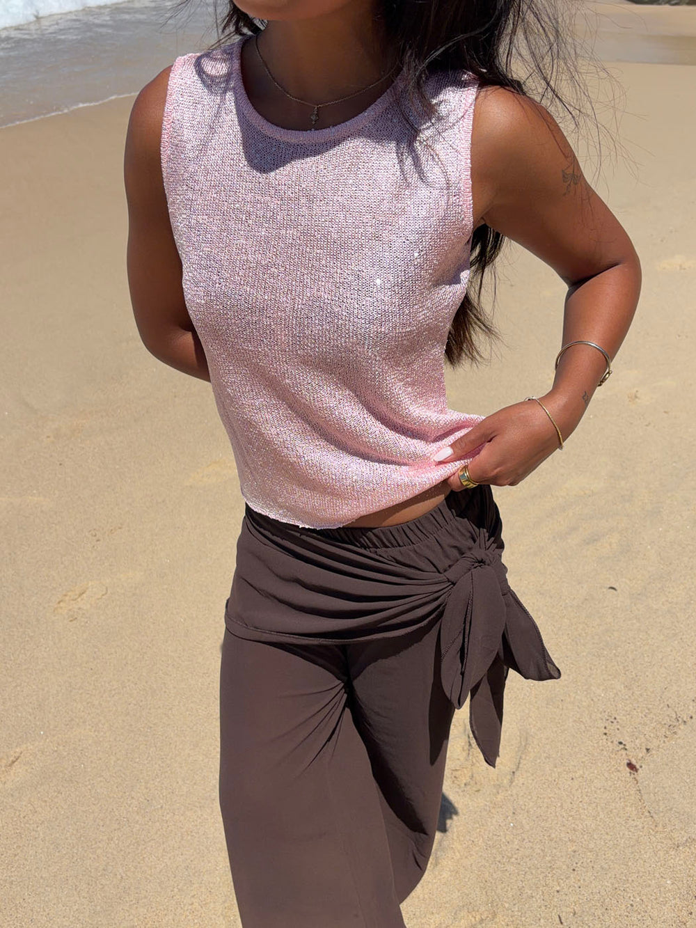 Silja top i glitter - Lyserød