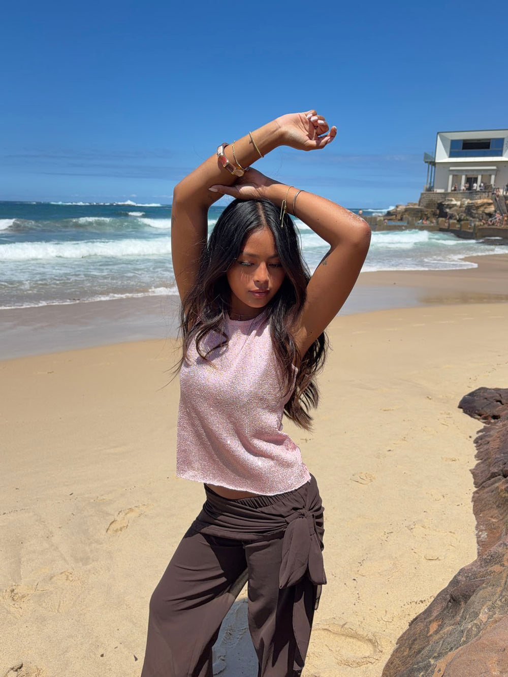 Silja top i glitter - Lyserød