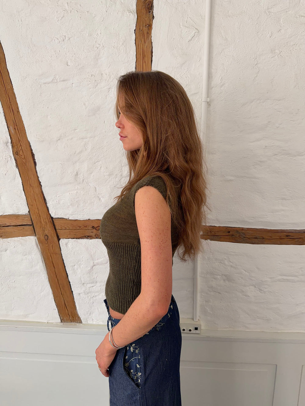 Beatrice top i strik - Oliven grøn