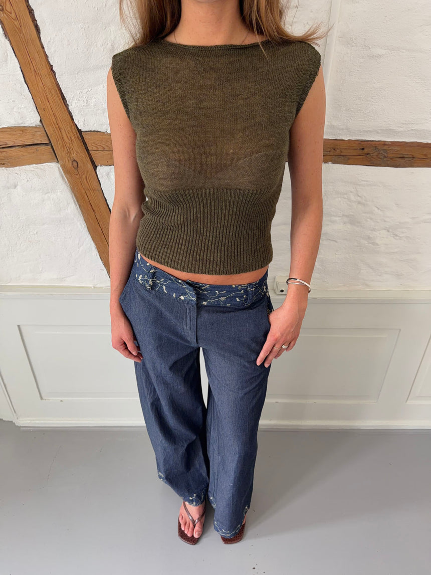 Beatrice top i strik - Oliven grøn