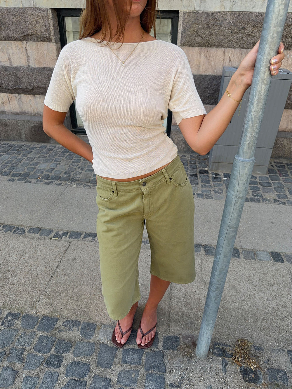 Nicana top i strik - Off white