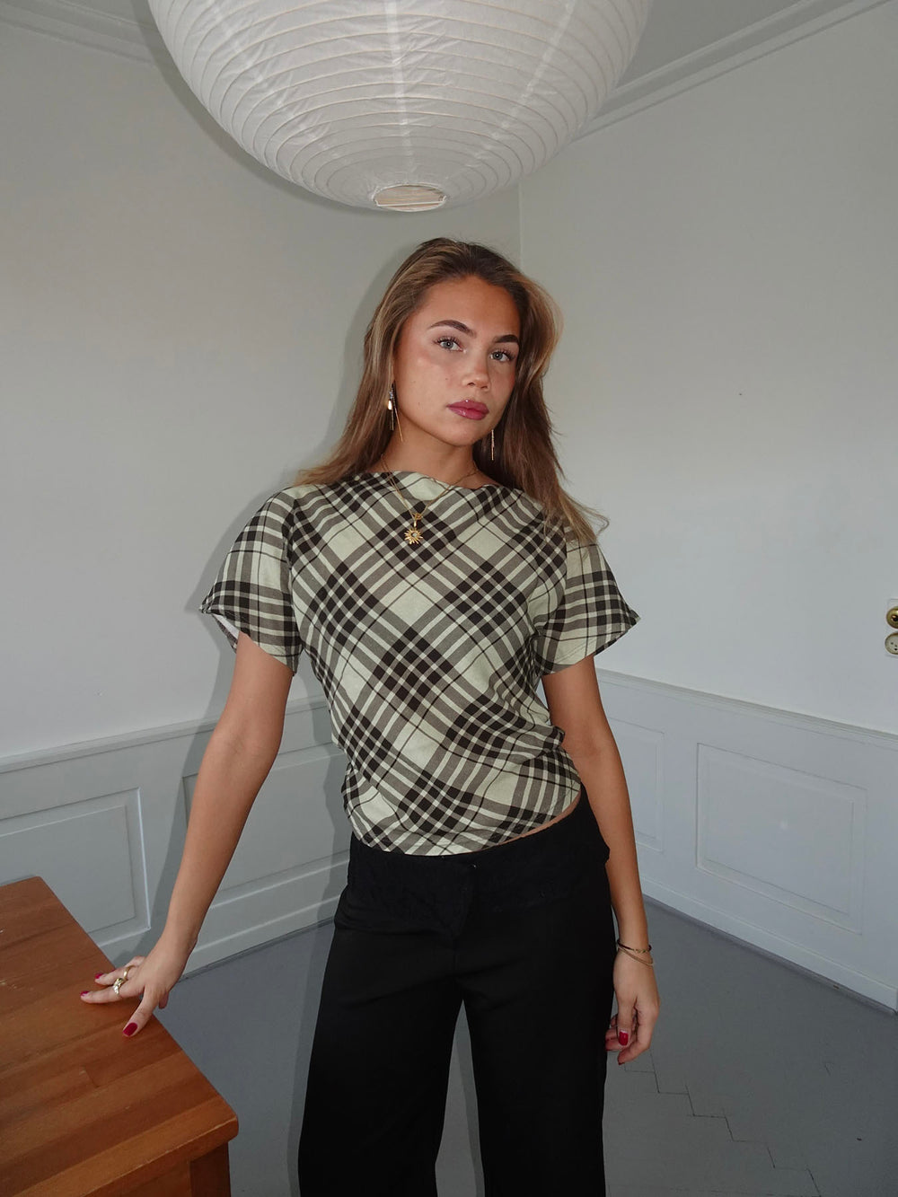 Ea top med åben ryg - Brun/grøn