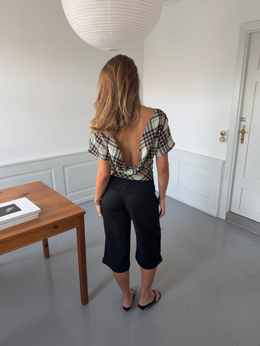 Ea top med åben ryg - Brun/grøn