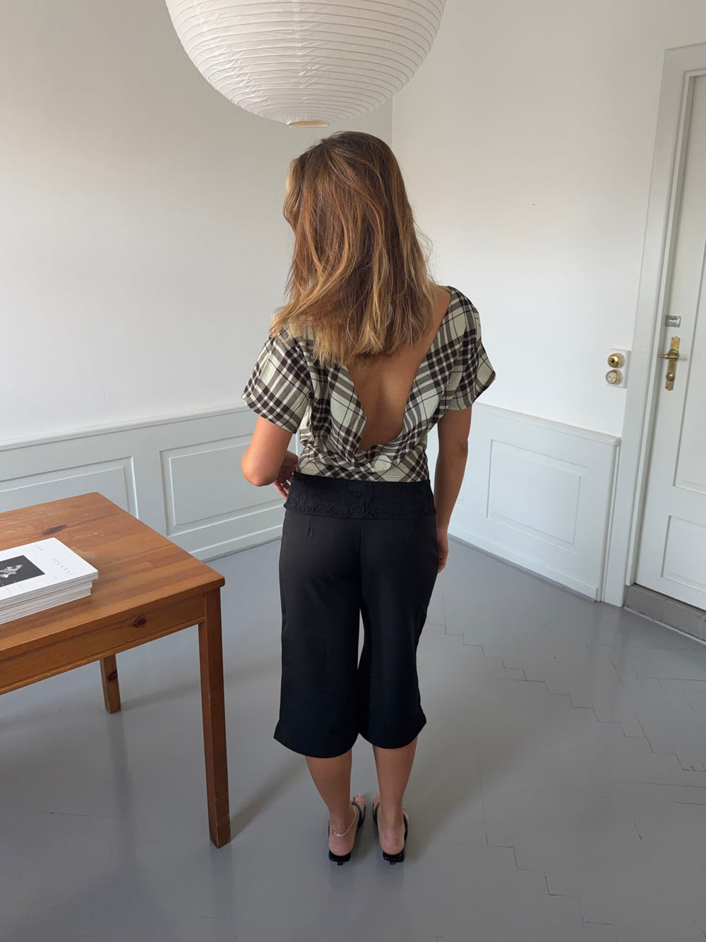 Ea top med åben ryg - Brun/grøn