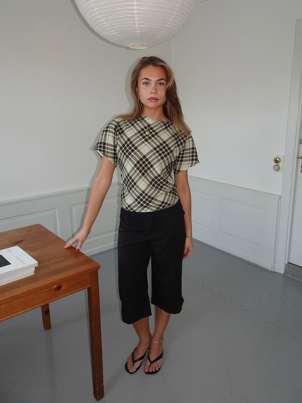 Ea top med åben ryg - Brun/grøn