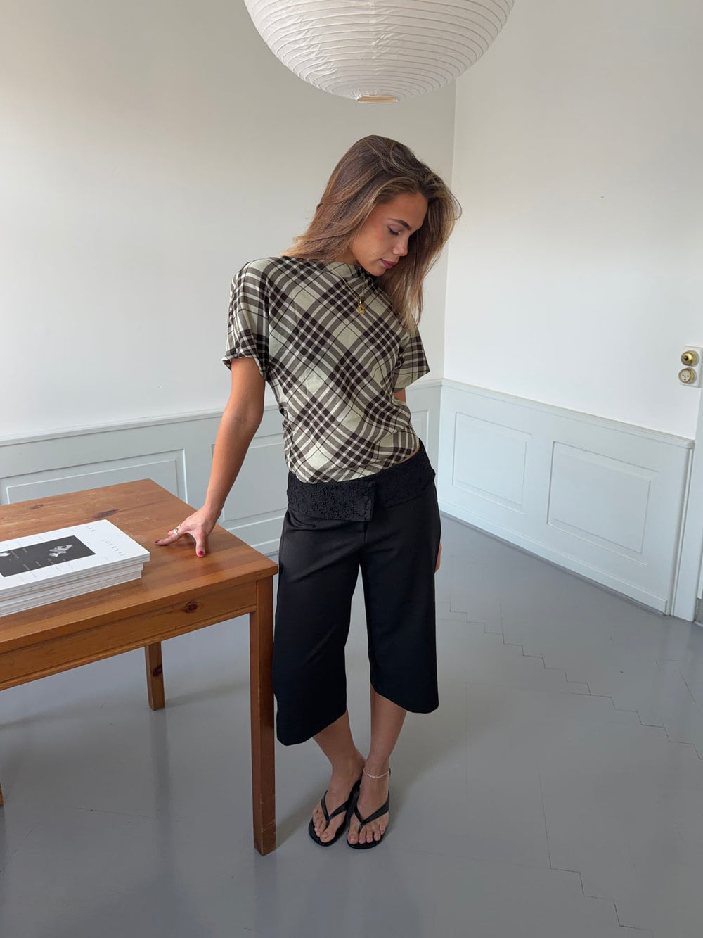 Ea top med åben ryg - Brun/grøn