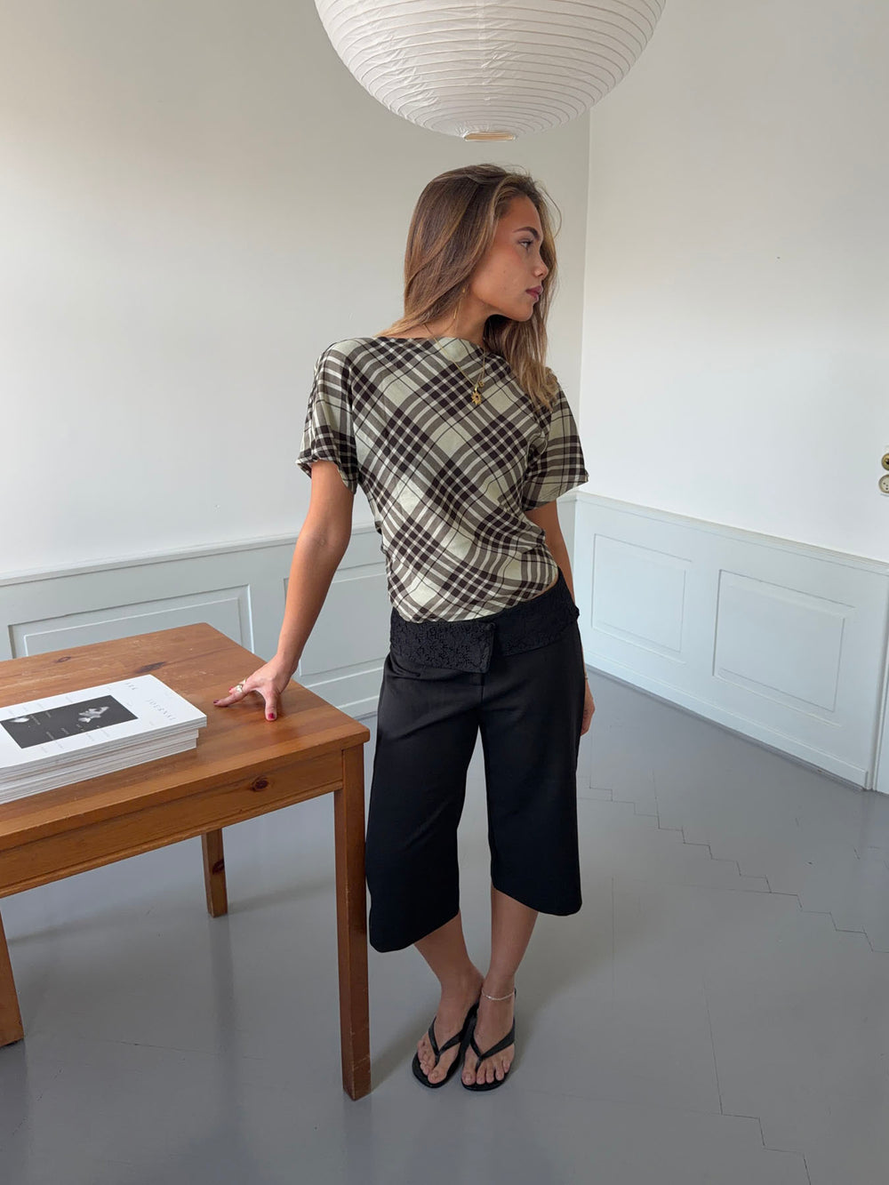 Ea top med åben ryg - Brun/grøn