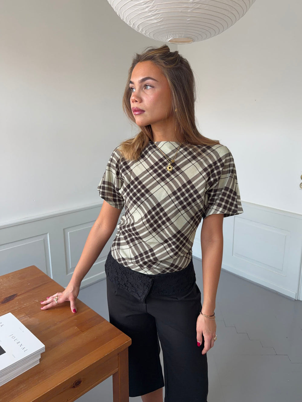 Ea top med åben ryg - Brun/grøn