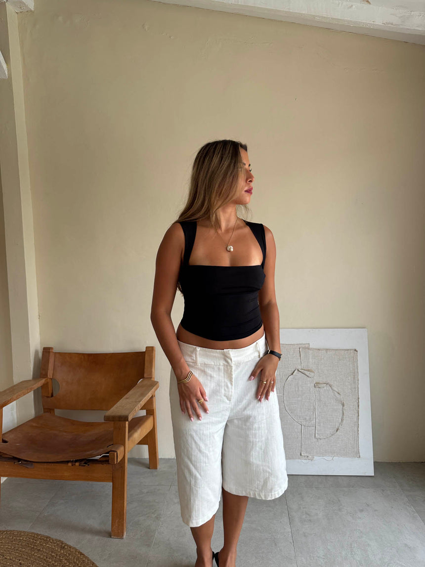 Lullia top med åben ryg - Sort