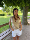 Silviana bluse med bindedetalje - Beige