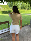Silviana bluse med bindedetalje - Beige