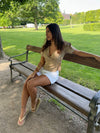 Silviana bluse med bindedetalje - Beige