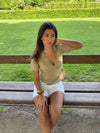 Silviana bluse med bindedetalje - Beige