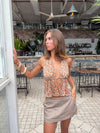 Axelle top med blomster - Orange/multifarvet