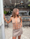 Axelle top med blomster - Orange/multifarvet