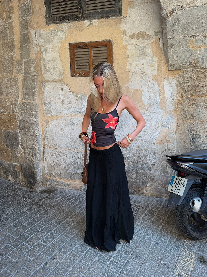 Kiera lang nederdel - Sort