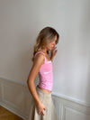 Mandaline top med blondedetalje - Pink