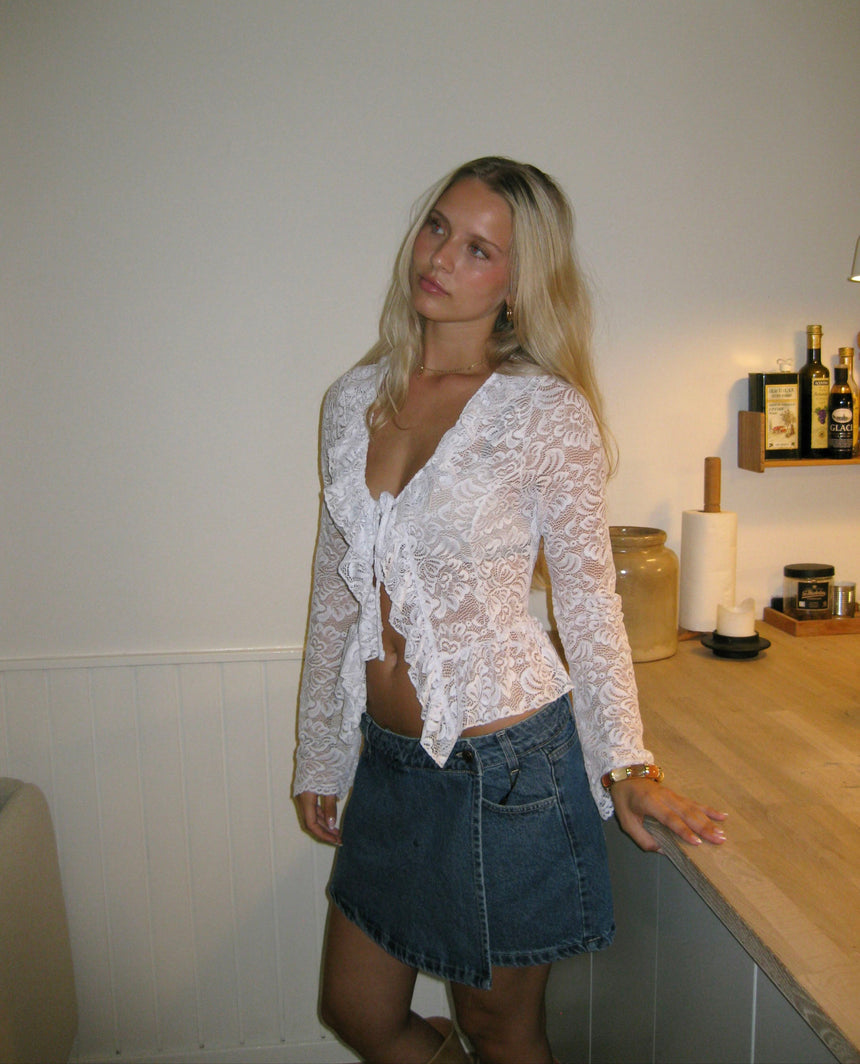 Floria top med blonder - Hvid