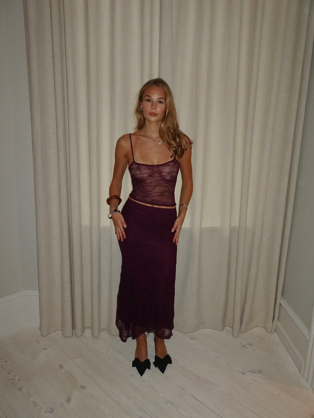 Nadja asymmetrisk nederdel i blonde - Lilla