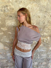Cameline top med blonder - Beige