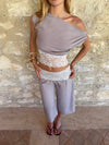 Cameline top med blonder - Beige