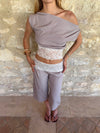 Cameline top med blonder - Beige