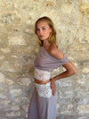 Cameline top med blonder - Beige