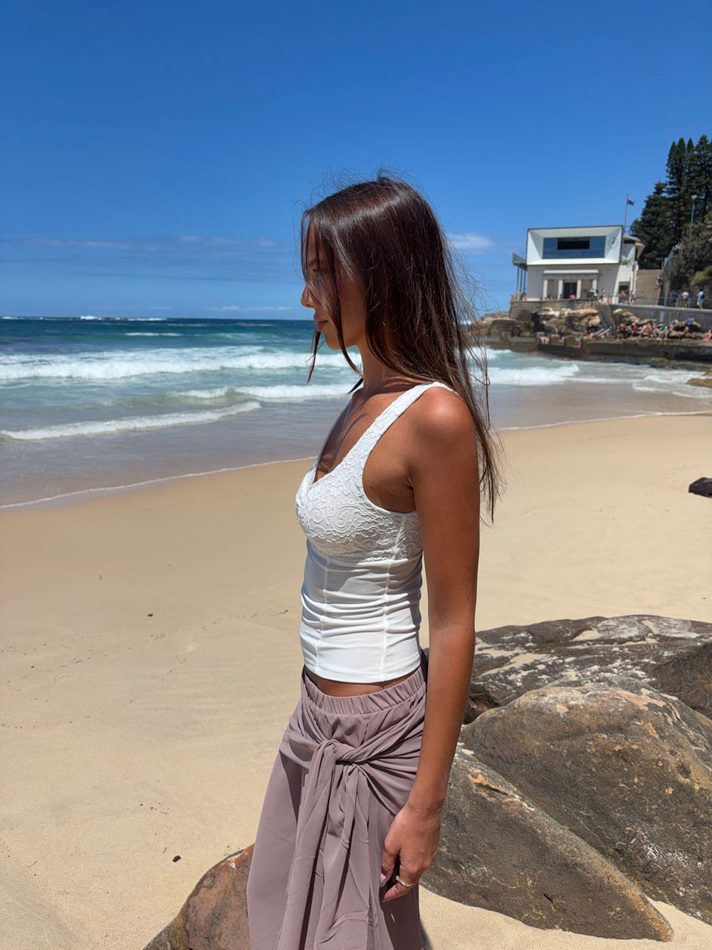 Lana top med blonder - Hvid