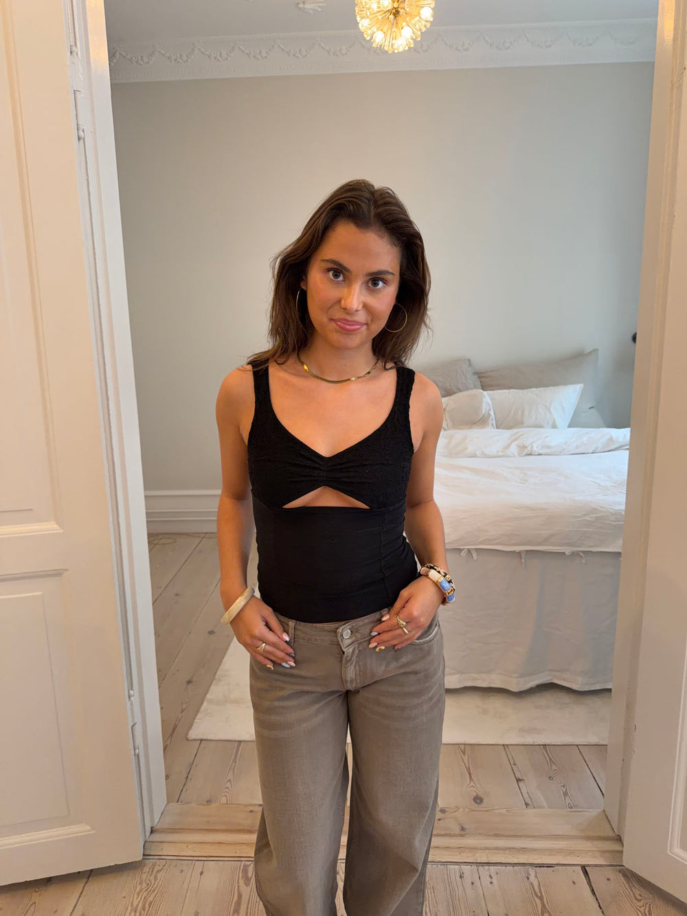 Lana top med blonder - Sort