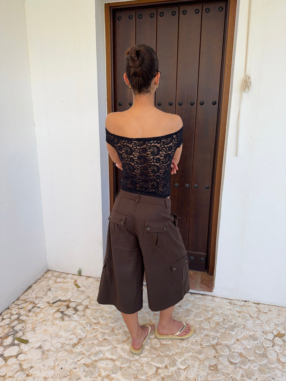 Sula off shoulder top i blonde - Sort