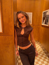 Malin Tomkins top med cut-out - Brun