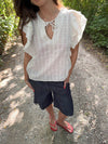 Ulana top med detaljer - Off white