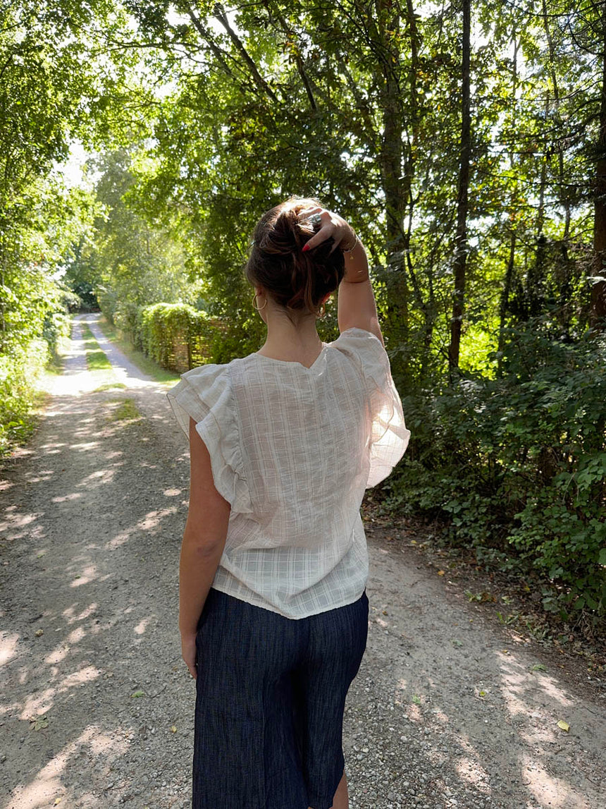 Ulana top med detaljer - Off white