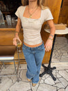 Malin Tomkins top med detaljer - Beige