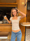 Malin Tomkins top med detaljer - Beige
