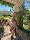 Zira top med dyre print - Brun/beige