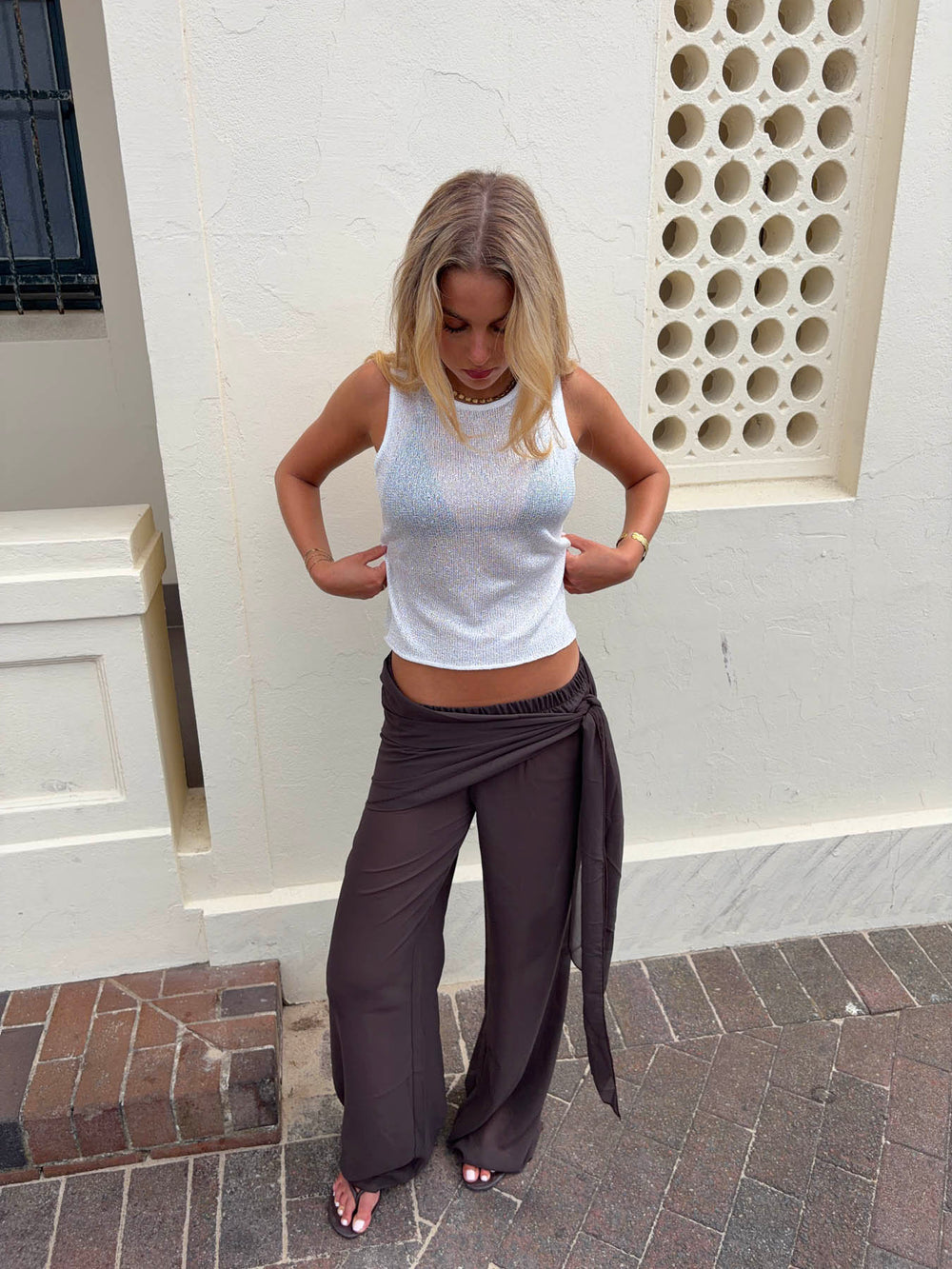 Silja top med glimmer - Hvid