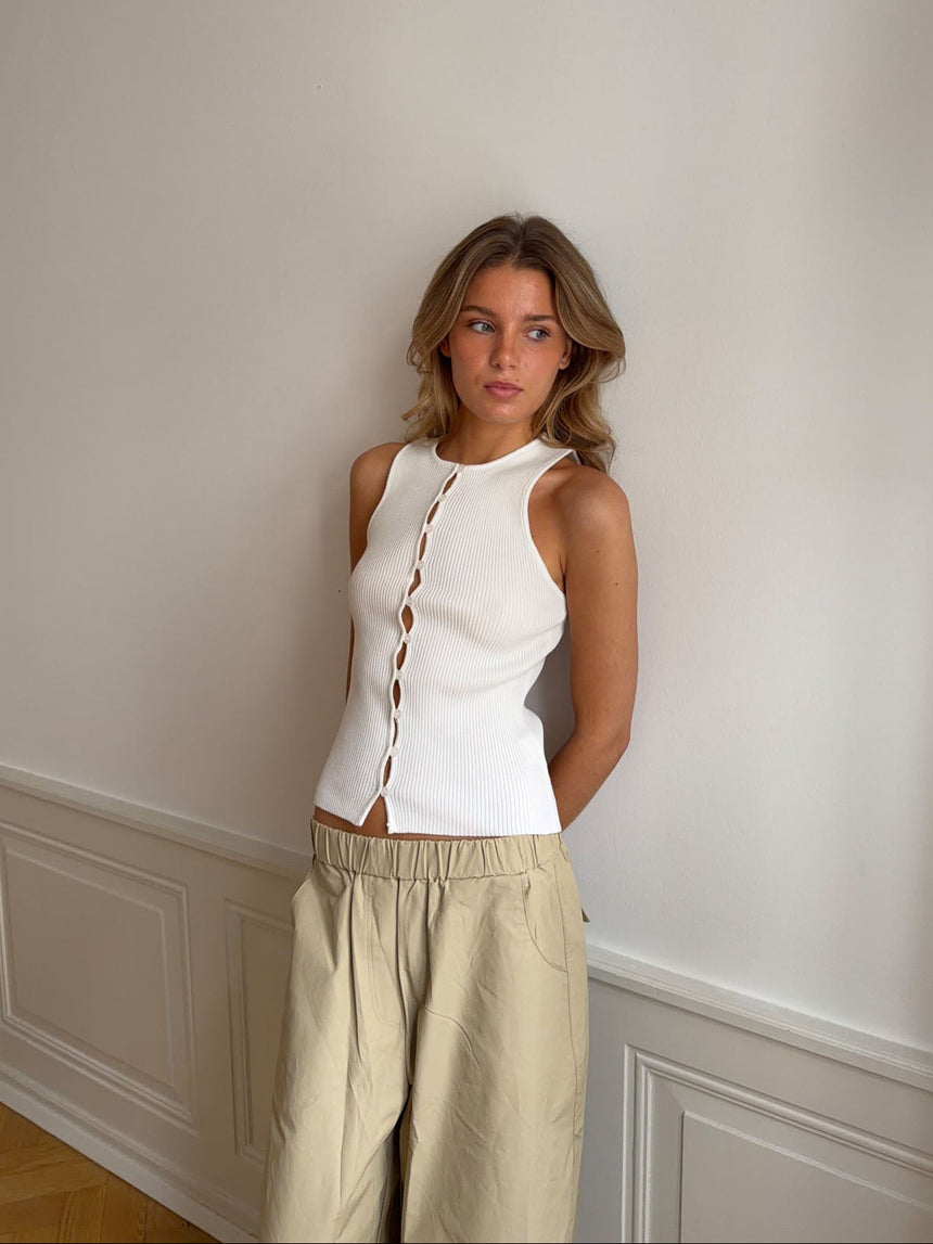 Lali top med knapper - Hvid