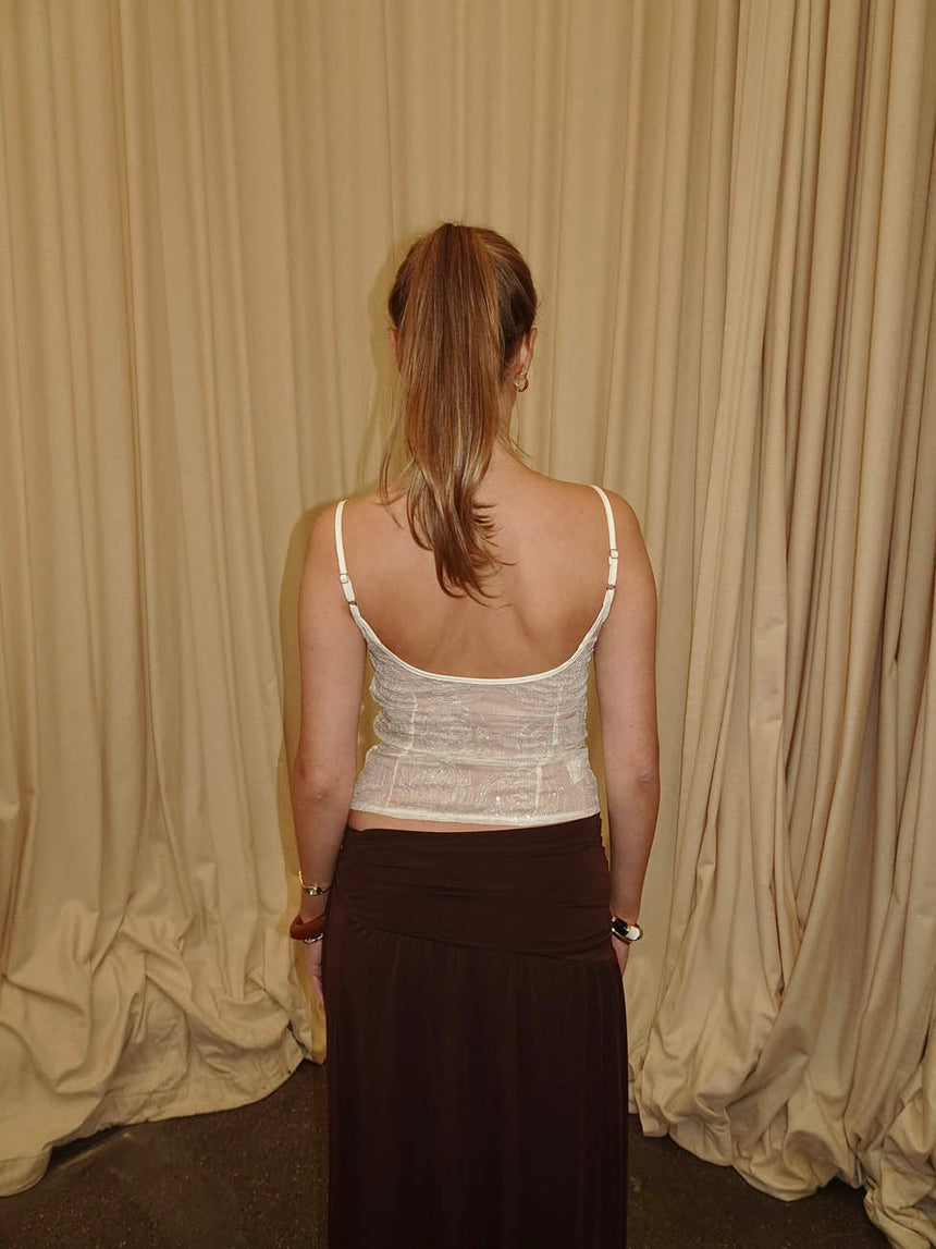 Lelija top med pailletter - Off white