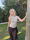Wendy top med pallietter - Champagne/beige