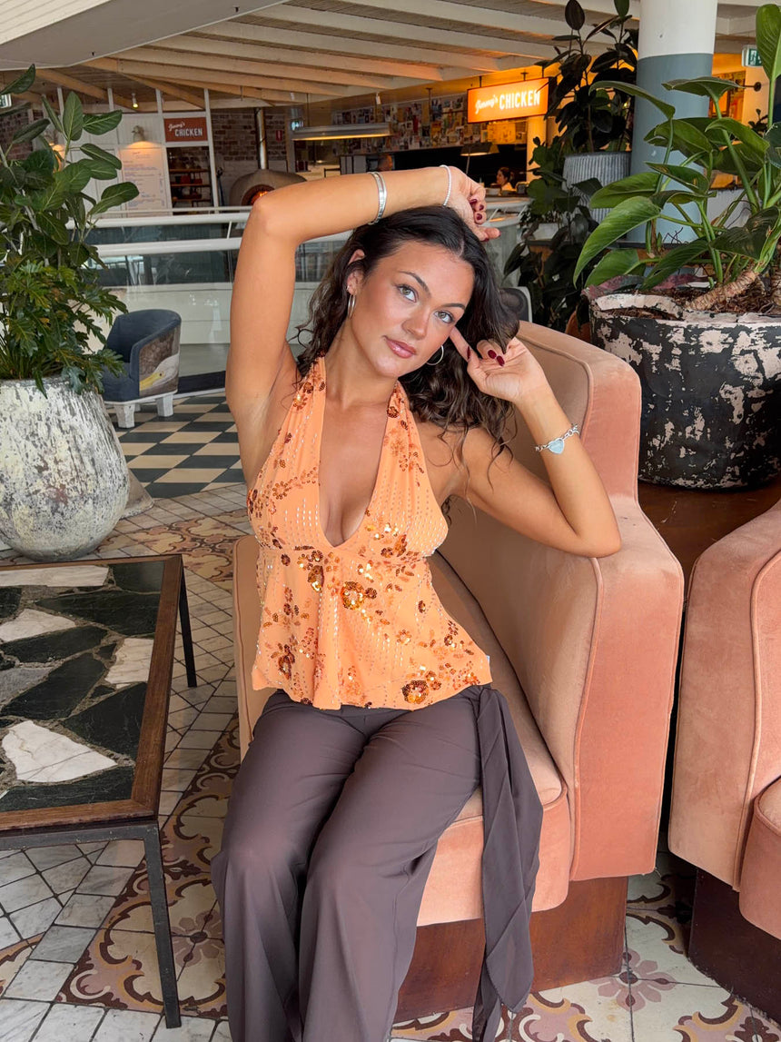 Lumi top med palietter - Orange