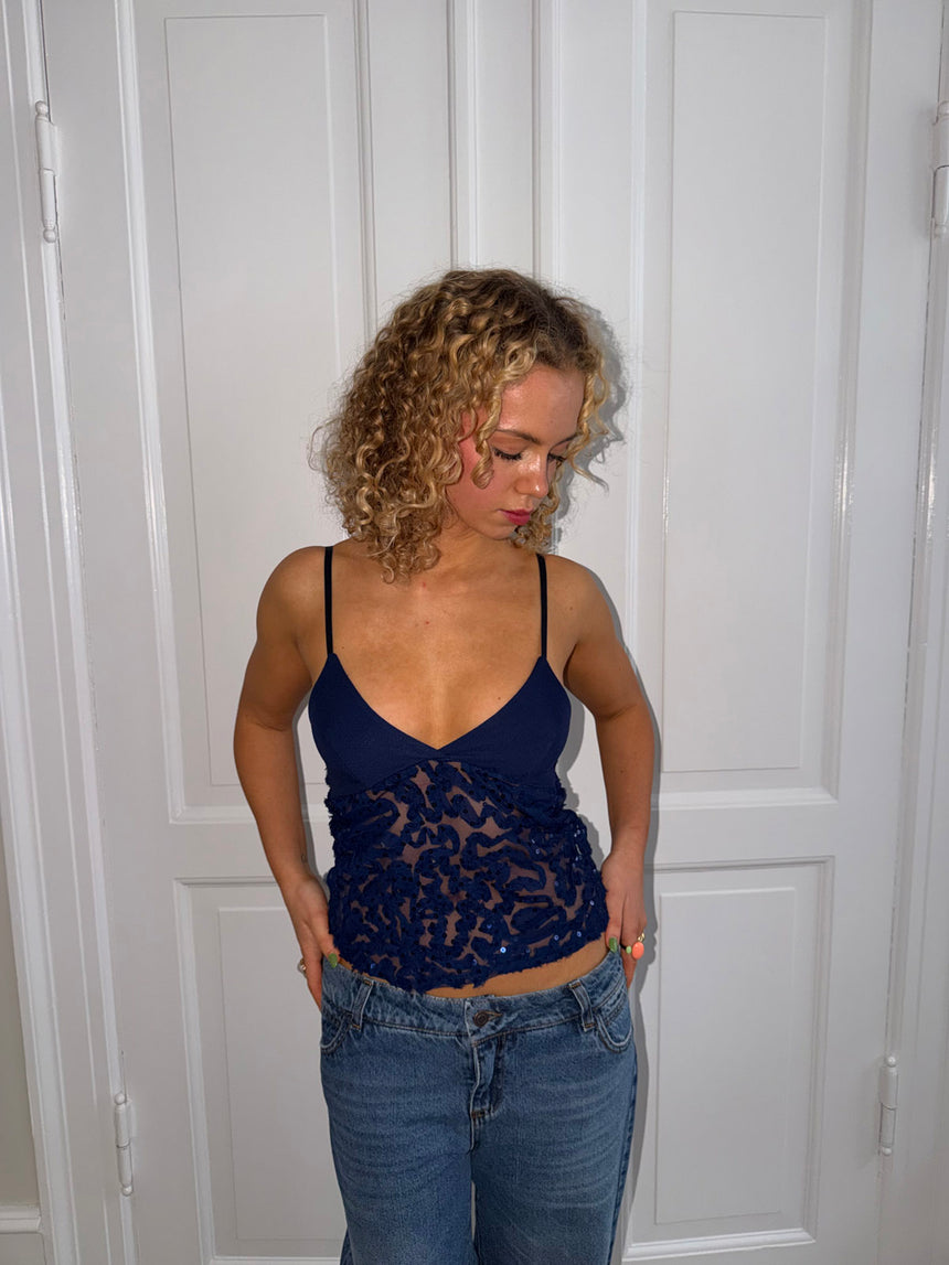Lenia top med palietter - Navy