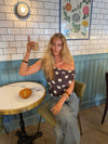 Lily top med polkaprikker - Brun/gul