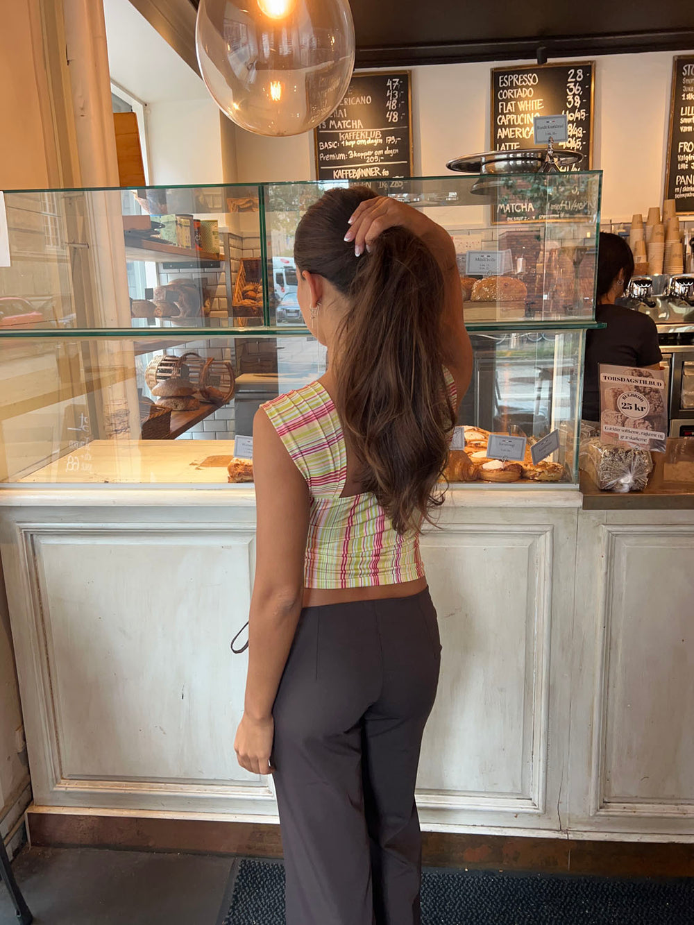 Malia top med polkaprikker og striber - Multifarvet