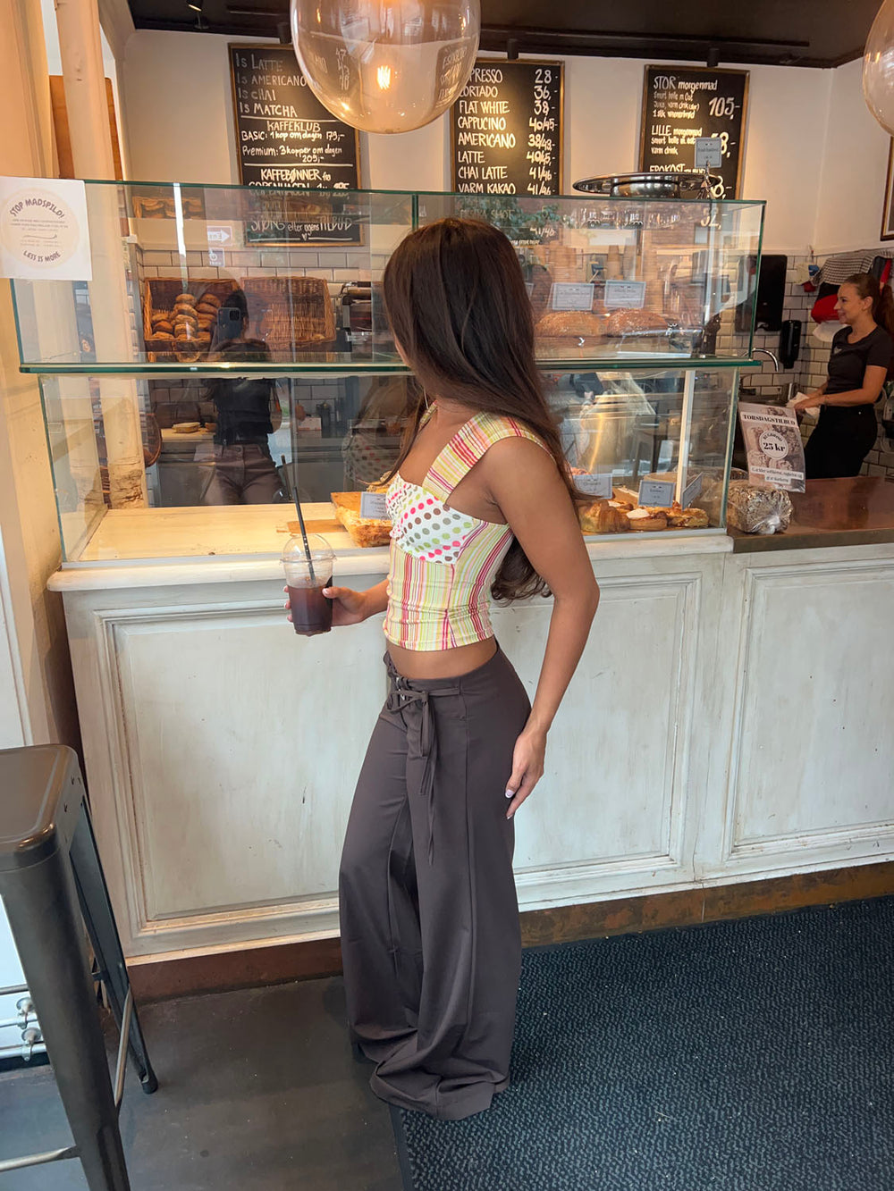 Malia top med polkaprikker og striber - Multifarvet