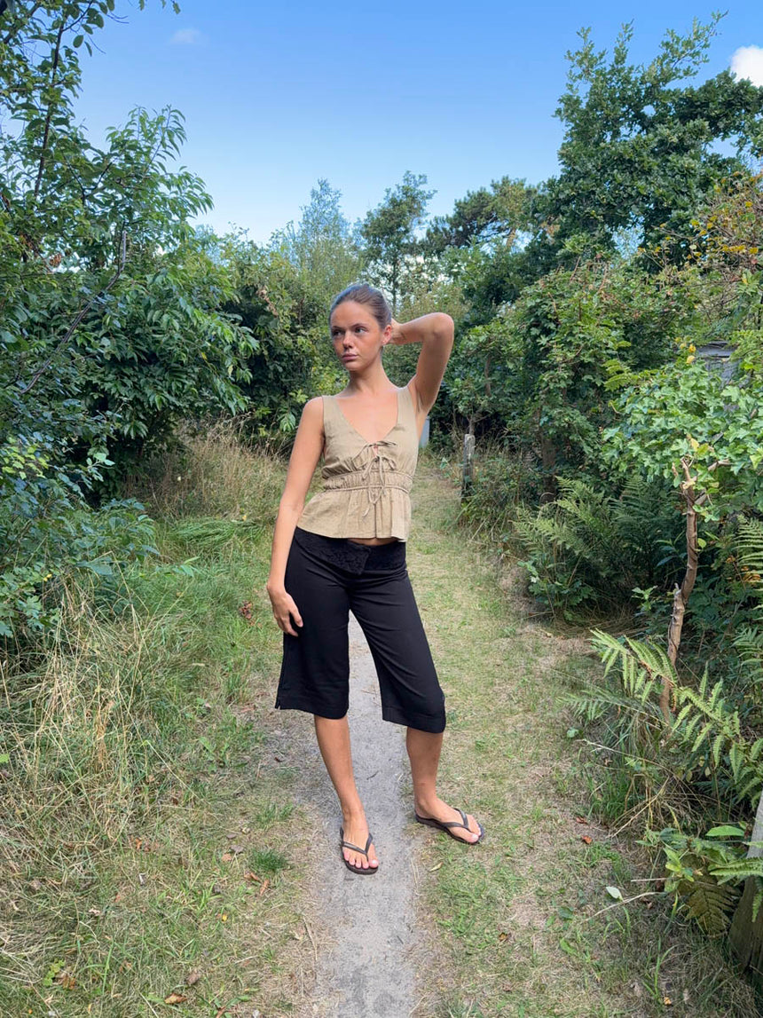 Kamela top med sløjfe - Beige/brun