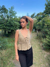 Kamela top med sløjfe - Beige/brun