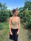 Kamela top med sløjfe - Beige/brun