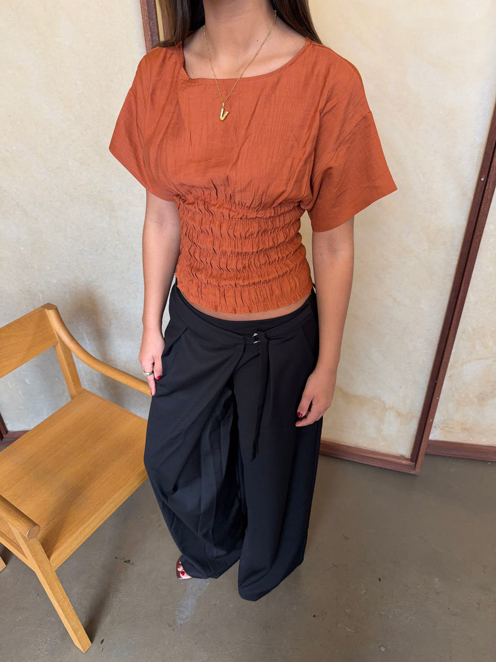 Sina top med smock - Orange